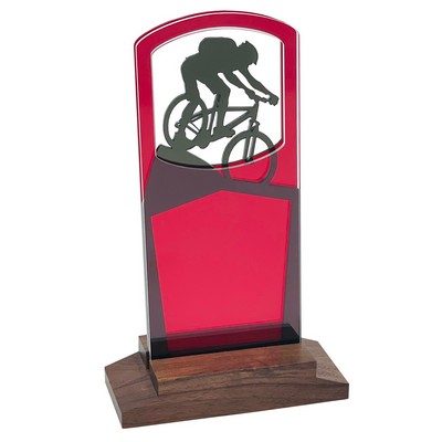 Mountain Biking Award Natural Wood Base