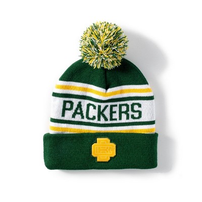 Acrylic Knit Cap With Fur Ball