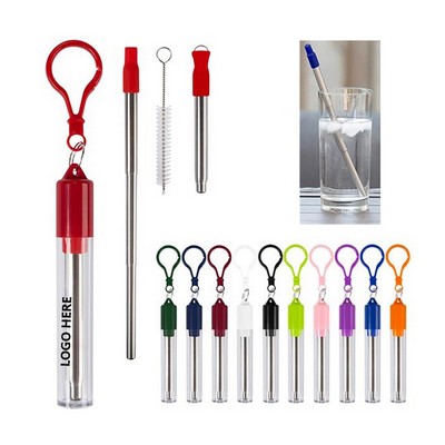Stainless Steel Telescopic Straw w/Key Chain Case