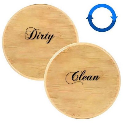 Bamboo Dishwasher Magnet Clean Dirty Sign