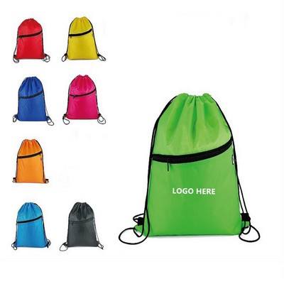 Drawstring Backpack with Zipper