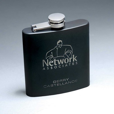6 Oz. Matte Black Stainless Steel Lasered Flask