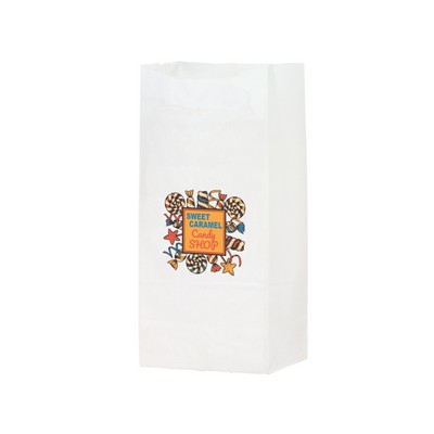 White Kraft 4# SOS Popcorn Bag with Full Color Digital Imprint (5 x 3 1/8 x 9 5/8)