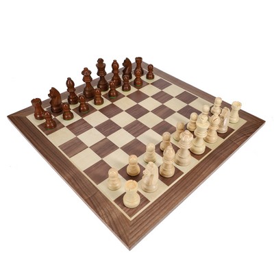 French Staunton Chess Set – Weighted Pieces & Walnut Wood Board 14.75"