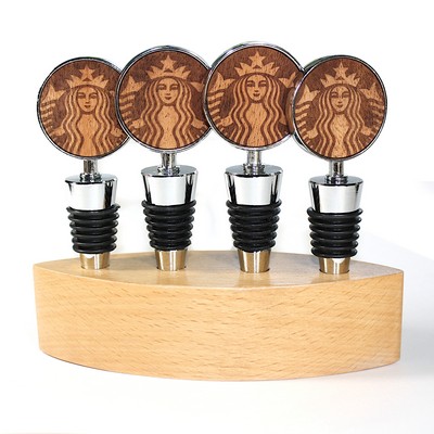 Wooden Cone Style Wine Bottle Stopper & Stand (BITTERROOT)