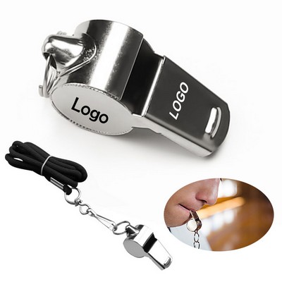 Custom Silver Stainless Metal Whistles Keychain