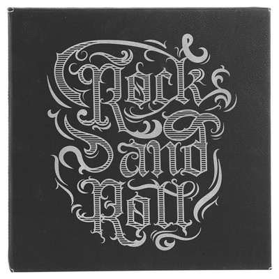 14" x 14" Black/Silver Leatherette Wall Decor with Sawtooth Hanger