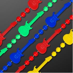 Rock Guitar Necklace Mardi Gras Beads - BLANK