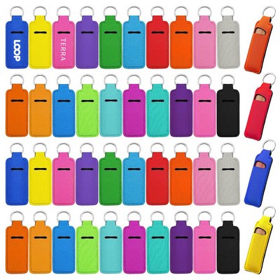 Neoprene Lip Balm Holder with Keychain