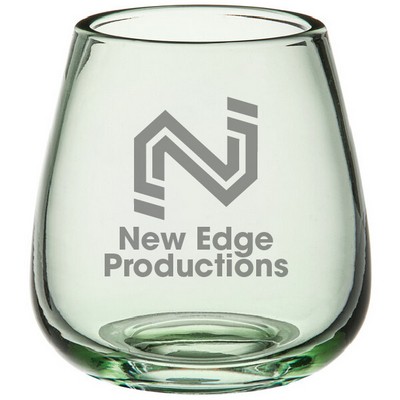 Laser Engraved Pangea 13 oz. Green Stemless Wine Glass
