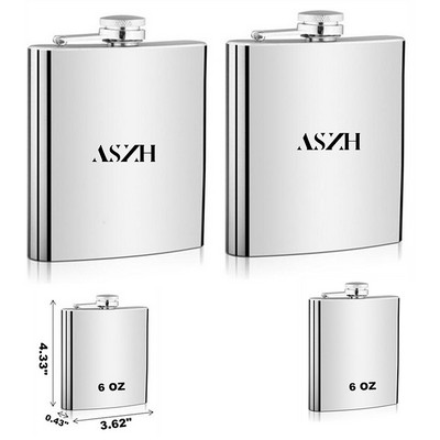 6 Oz Stainless Steel Pocket Whiskey Hip Flask