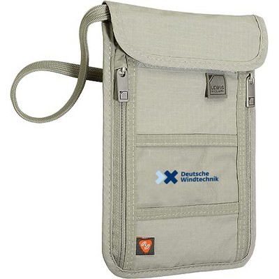 RFID Blocking Stash Neck Wallet, Travel Pouch + Passport Holder for Women & Men, Taupe, One Size