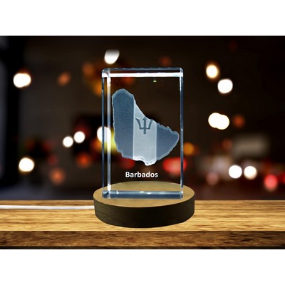 Barbados 3D Engraved Crystal Trophy Award - Illuminated Keepsake
