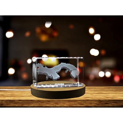 Panama 3D Engraved Crystal Trophy Award w/LED Base Light