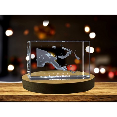 Papua New Guinea 3D Engraved Crystal Trophy Award w/LED Base Light