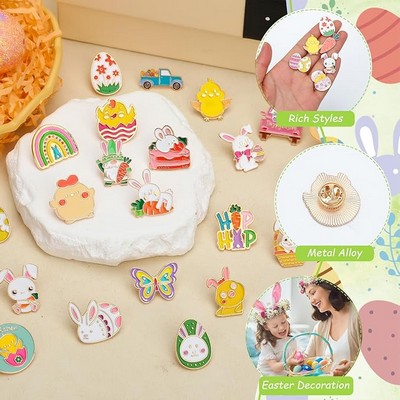 Custom Easter Pins Cute Enamel Lapel Pins Brooch Pin Badge Assorted Bunny Eggs Carrot Butterfly Pin