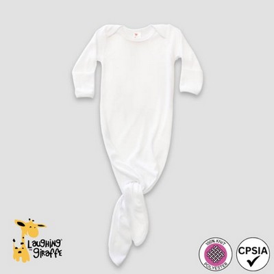 Baby Knotted Sleep Gowns with Mitten Cuffs - White - 100% Polyester - Laughing Giraffe®