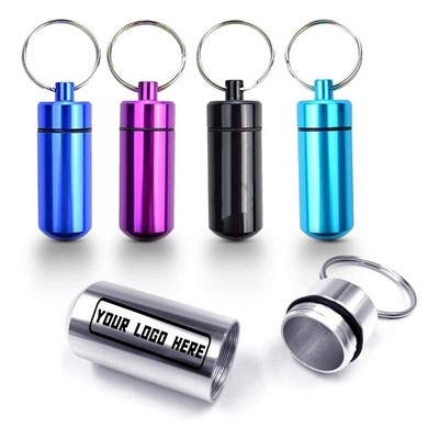 Aluminum Pill Bottle with Keychain