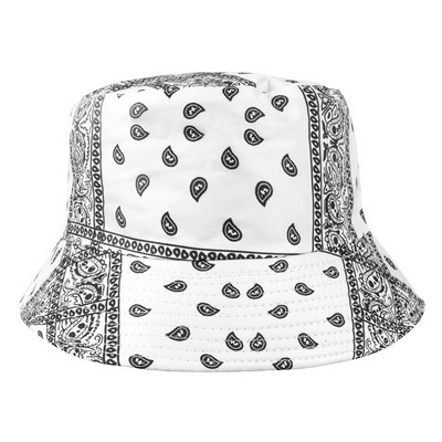 #62 Retro Flower Printed Bucket Hat Free Style Foldable Basin Hat