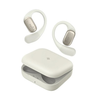 Havit Open Ear Headphones with Mic Cream, Bluetooth Earbuds with Earhooks, Fast Charging