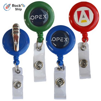 Rock'it 3-Day Round Retractable Reel w/ Bulldog Clip backing