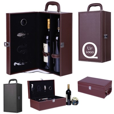 Wine Storage Leather Box w/ Wine Accessories