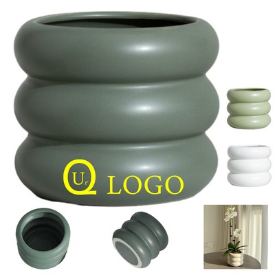 4.7 x 4.7 x 3.5" Spiral Ring Ceramic Plants Pots