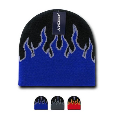Decky Fire Flame Knit Beanie Cap