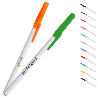 Durable Stick Pen w/ Colored Cap