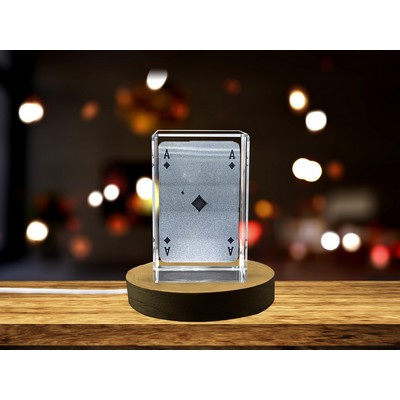 Ace of Diamond Game 3D Engraved Crystal Card Trophy