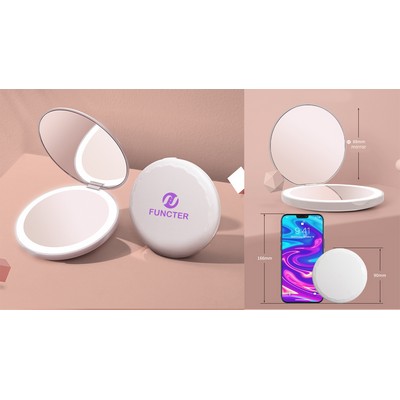 Round 2 Sides Rechargeable LED Travel Makeup Mirror Portable Lighted Beauty Makeup Mirror