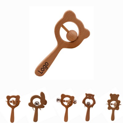 Wooden Animal Baby Hand Bell Toy