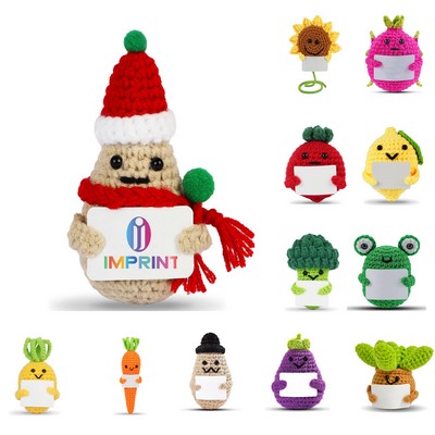 3" Knitted Wool Christmas Doll with Positive Card