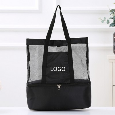Mesh Beach Tote Bag With Cooler