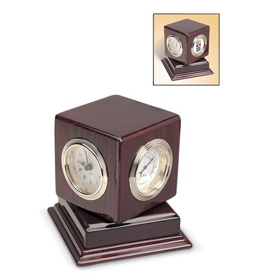 Rotating-Cube Clock/Weather Station W/ Color Medallion