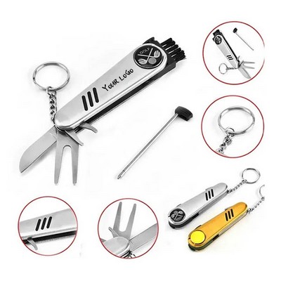 5" 1 Kit Portable Multi-Pocket Golf Knife With Keychain
