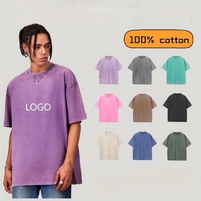 230G Cotton Acid Wash Vintage T-Shirt