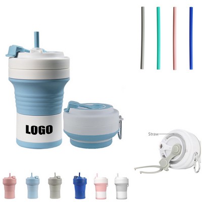 19 Oz. Silicone Collapsible Cup with Straw and Carabiner
