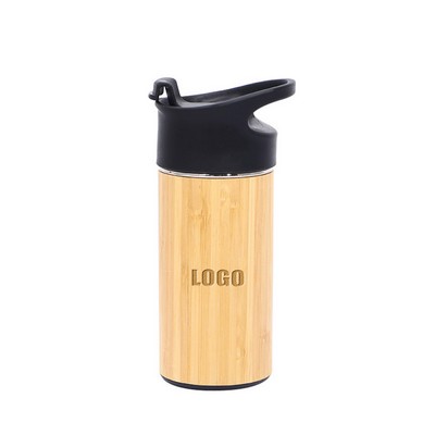 12 oz Bamboo Stainless Steel Bottle with Double Walled Insulation
