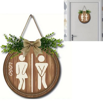 Wooden Toilet Gender Door Plate