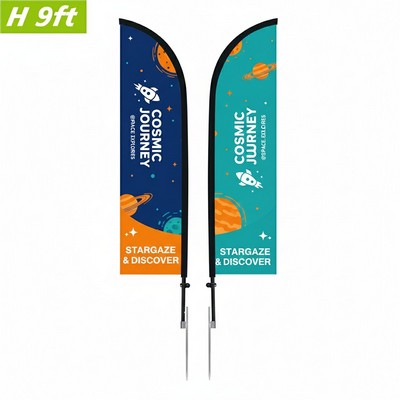 9' Feather Flag Kit- Double Sided W/Spike Base