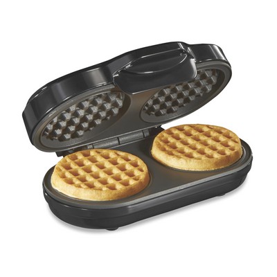 Proctor Silex Petite Double Waffle Maker Nonstick Grids Makes 4" Round Waffles Black