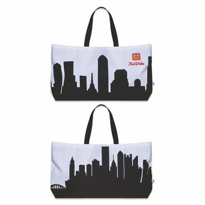 City Skyline Silhouette Canvas Weekender Tote Bag - Sublimated Canvas