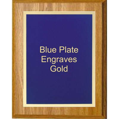 Oak Plaque 7" x 9" - Simplicity Plate Blue/Gold 5" x 7" Plate