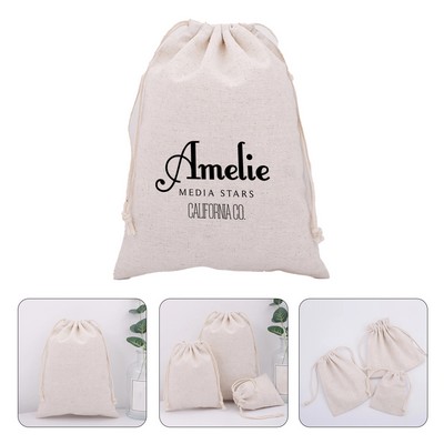 Natural Cotton and Linen Drawstring Pouch