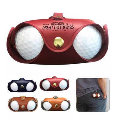 Lightweight Leather Golf Ball Carrier w/ Carabiner