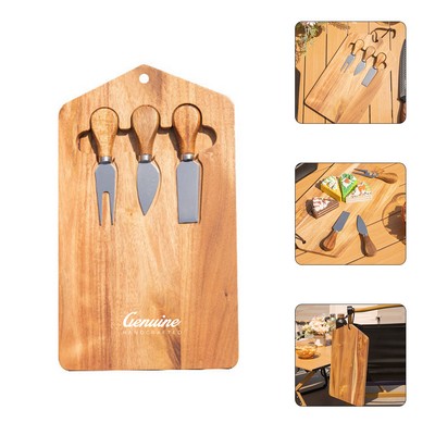 Wooden Cheese Board and Knife Set