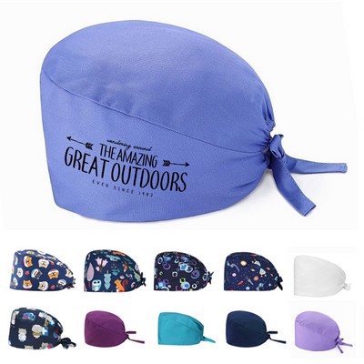 Buttoned Medical Nurse Scrub Cap
