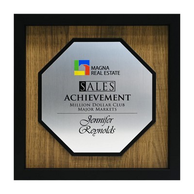 Newbury 10" x 10" Octagon Award with Brushed Silver Plate