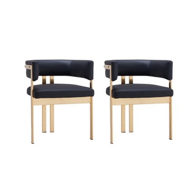 Pursonic Luxury Modern Dining Chair, 2 Piece Set, Black